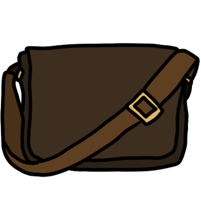 a brown messenger bag, losed, with the strap slung over it.